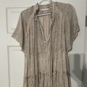 Karlie smocked mini dress leopard print size large